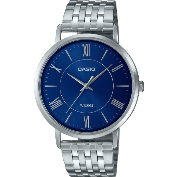 Casio Standard Silver Stainless Steel Blue Dial Quartz Watch for Gents - MTP-B110D-2AVDF