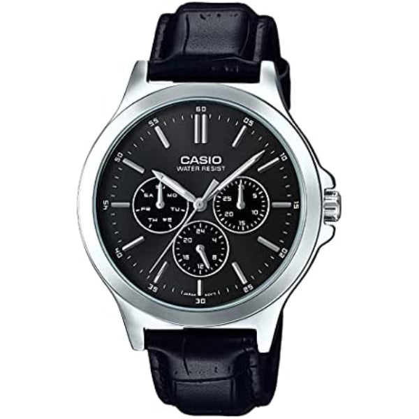 Casio General Black Leather Strap Grey Dial Quartz Watch for Gents - MTP-V300L-1AUDF