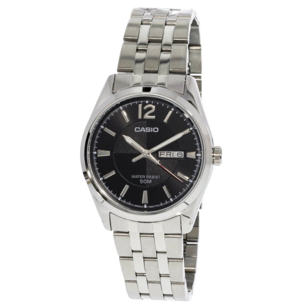 Casio Enticer Silver Stainless Steel Black Dial Quartz Watch for Gents - MTP-1335D-1AVDF