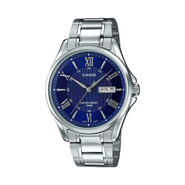 Casio Enticer Silver Stainless Steel Blue Dial Quartz Watch for Gents - MTP-1384D-2AVDF