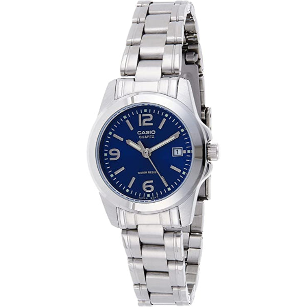 Casio Silver Stainless Steel Blue Dial Quartz Watch for Gents - MTP-1215A-2ADF