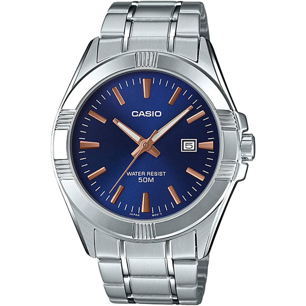 Casio Enticer Silver Stainless Steel Blue Dial Quartz Watch for Gents - MTP-1308D-2AVDF
