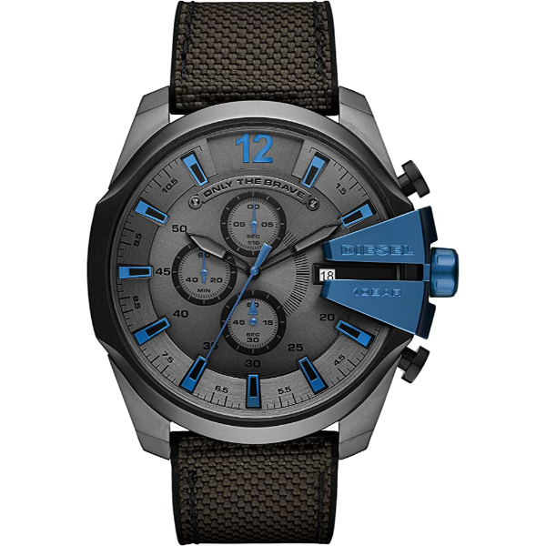 Diesel Mega Chief Black Silicone Strap Strap Grey Dial Chronograph Qua Dreams Pakistan