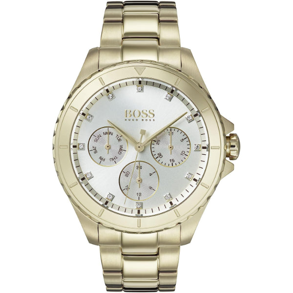 HUGO BOSS Premiere Gold Stainless Steel Silver Dial Quartz Watch for Ladies - 1502445