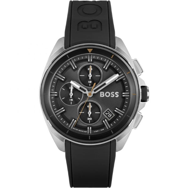 HUGO BOSS Volane Black Silicone Strap Black Dial Chronograph Quartz Watch for Gents - 1513953