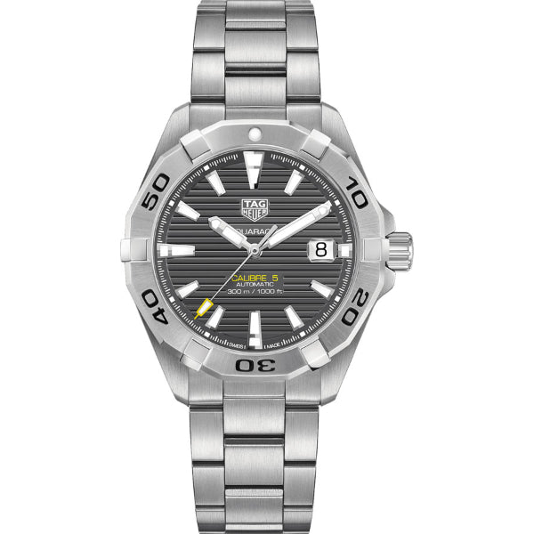 Tag Heuer Aquaracer Calibre 5 Silver Stainless Steel Grey Dial Automatic Watch for Gents - WBD2113.BA0928