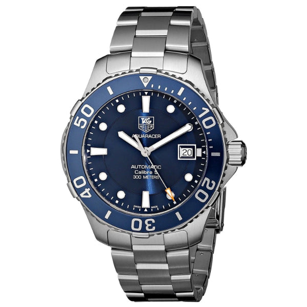 Tag Heuer Aquaracer Calibre 5 Silver Stainless Steel Blue Dial Automatic Watch for Gents - WAN2111.BA0822