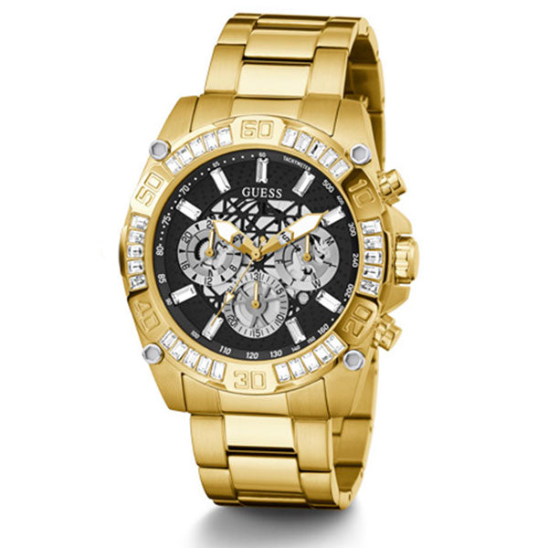 Guess Trophy Gold Stainless Steel Black Dial Chronograph Quartz