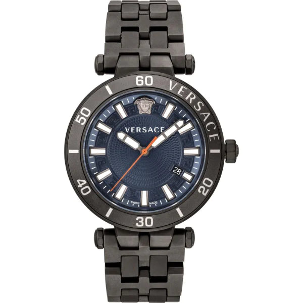 Versace Greca Sport Black Stainless Steel Blue Dial Quartz Watch for Unisex - VEZ300621