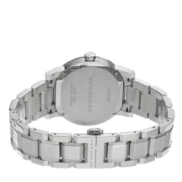 Back view of the Burberry The City Silver Stainless Steel watch