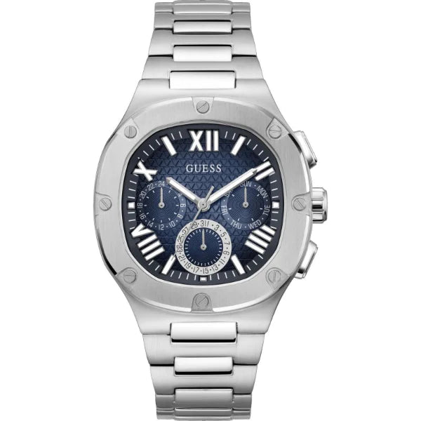 Guess Silver Stainless Steel Blue Dial Chronograph Quartz Watch for Gents - GW0572G1