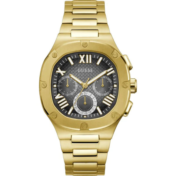 Guess Gold Stainless Steel Black Dial Chronograph Quartz Watch for Gents - GW0572G2