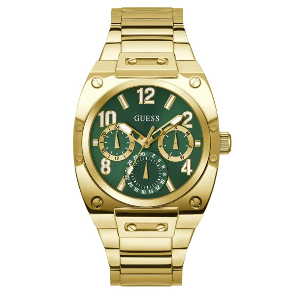 Guess Gold Stainless Steel Green Dial Quartz Watch for Gents - GW0624G2