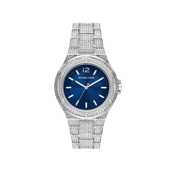 Michael Kors Lennox Silver Stainless Steel Blue Dial Chronograph Quartz Watch for Ladies - MK6990