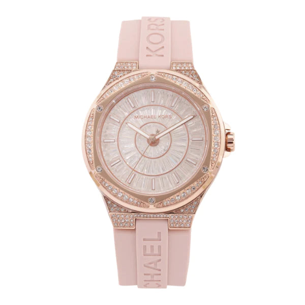 Michael Kors Lennox Pink Silicone Strap Clear Dial Quartz Watch for Ladies - MK7334