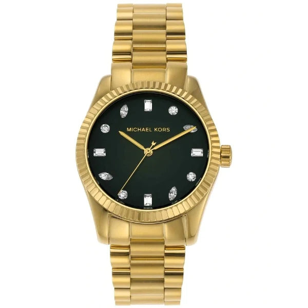 Michael Kors Lexington Gold Stainless Steel Green Dial Quartz Watch for Ladies - MK7449
