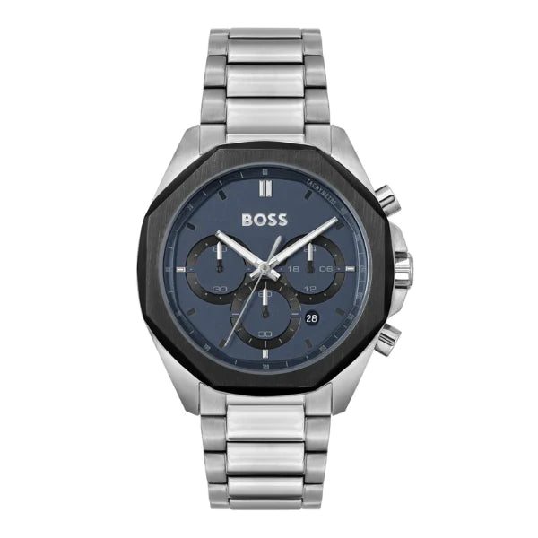 Hugo Boss Cloud Silver Stainless Steel Blue Dial Chronograph Quartz Watch for Gents - 1514015
