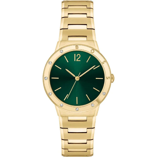 Hugo Boss Breath Gold Stainless Steel Green Dial Quartz Watch for Ladies - 1502649