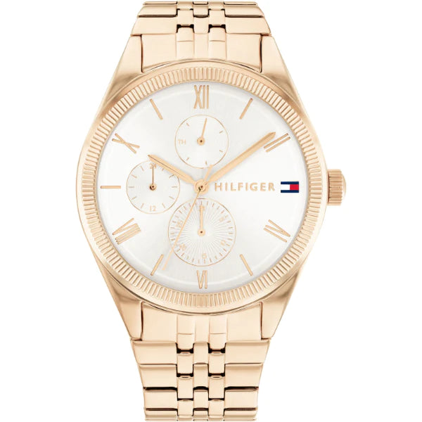 Tommy Hilfiger Monica Rose Gold Stainless Steel Silver Dial Quartz Watch for Ladies - 1782593
