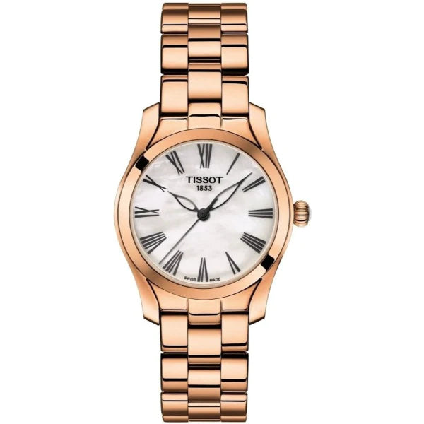 Tissot T-Wave Rose Gold Stainless Steel Mother Of Peral Dial Quartz Watch for Ladies - T112.210.33.113.00
