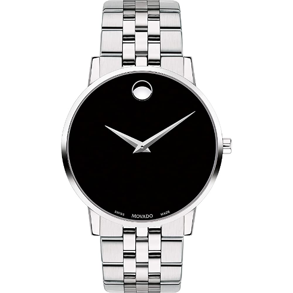 Movado Museum Classic Silver Stainless Steel Black Dial Quartz Watch for Gents - 607199