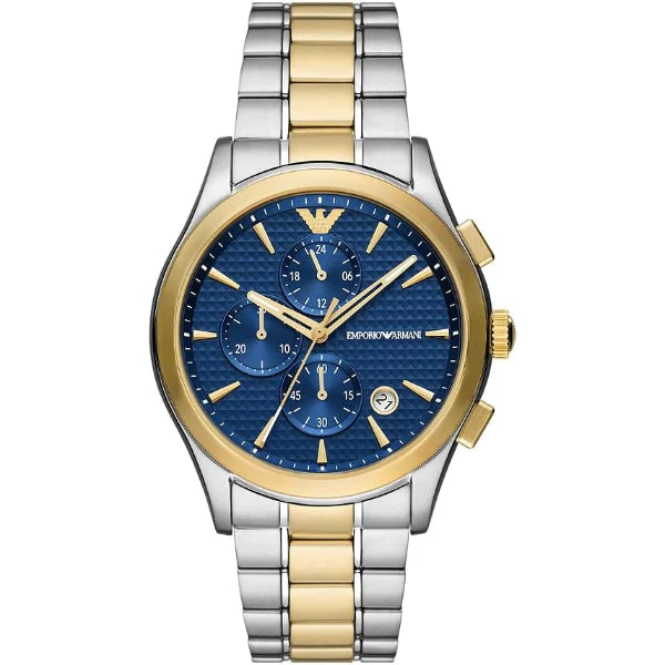 Emporio Armani Paolo Two tone Stainless Steel Blue Dial Chronograph Quartz Watch for Gents AR11579