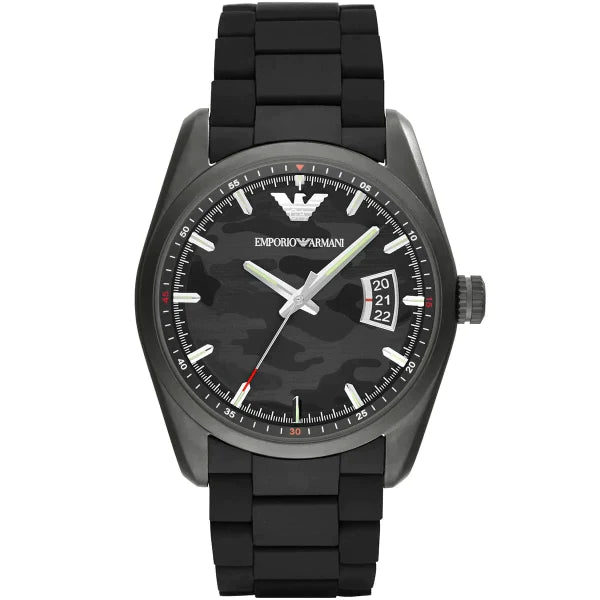 Emporio Armani Sportivo Black Rubber Strap Black Dial Quartz Watch for Gents - AR6052