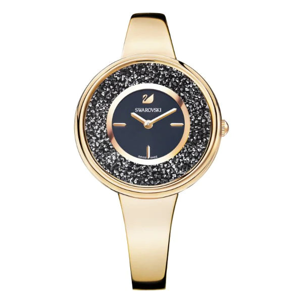Swarovski Crystalline Rose Gold Stainless Steel Black Dial  Quartz Watch for Ladies - 5295334