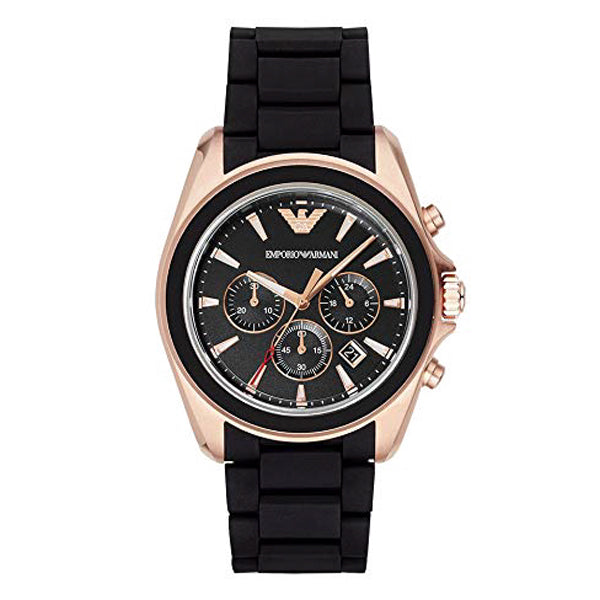 Armani black rose gold watch hotsell