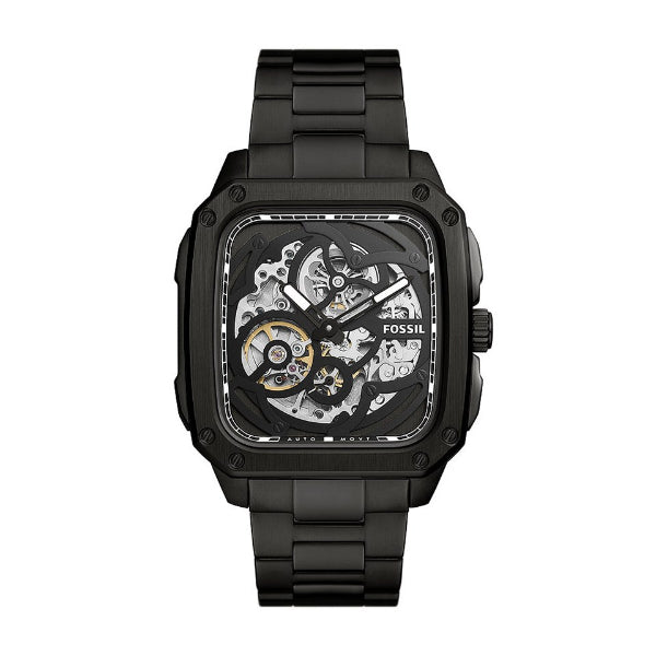 Fossil skeleton watch black best sale