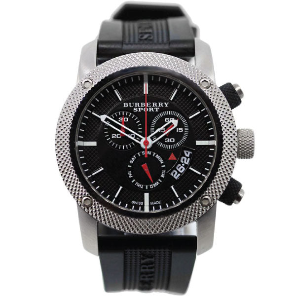 Burberry Endurance Black Rubber Strap Black Dial Chronograph