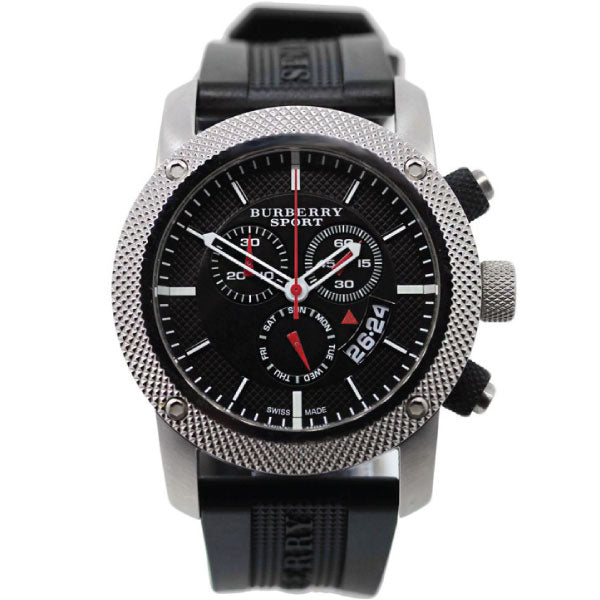 Burberry Endurance Black Rubber Strap Black Dial Chronograph Quartz Watch for Gents - BU7700