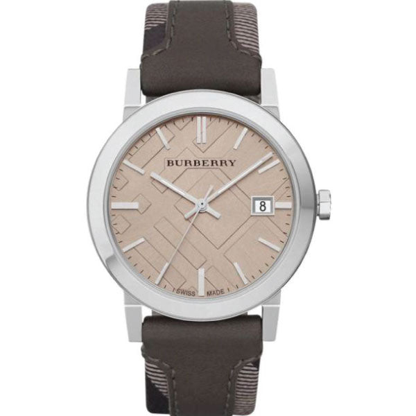 Burberry Brown Leather Strap Beige Dial Quartz Watch for Gents - BU9020