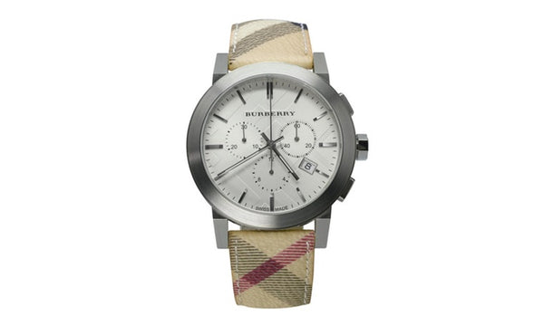 Burberry Multicolor Leather Strap Silver Dial Chronograph Quartz Watch for Gents - BU9357