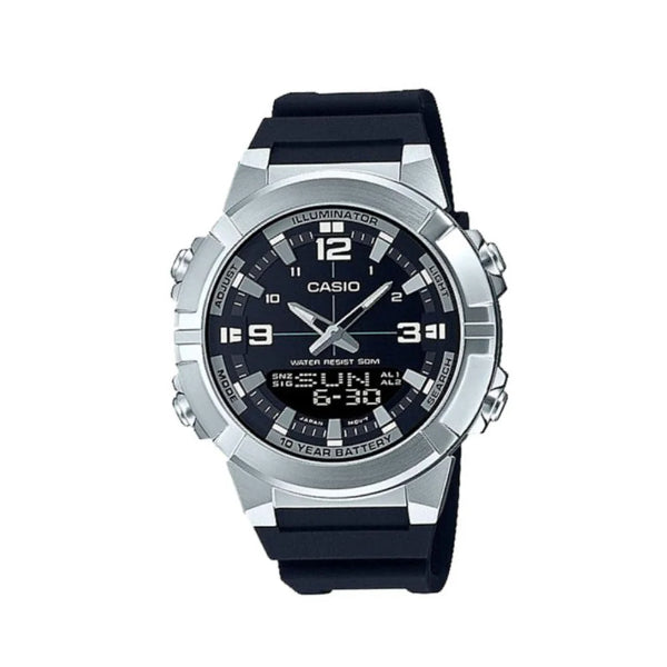 Casio Illuminator Black Silicone Strap black Dial Quartz Watch for Gents - CASIO AMW-870-1AVDF