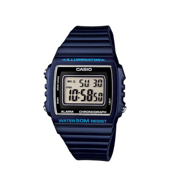 Casio Illuminator Blue Rubber Blue Dial Quartz Watch for Unisex - CASIO W-215H-2AVDF