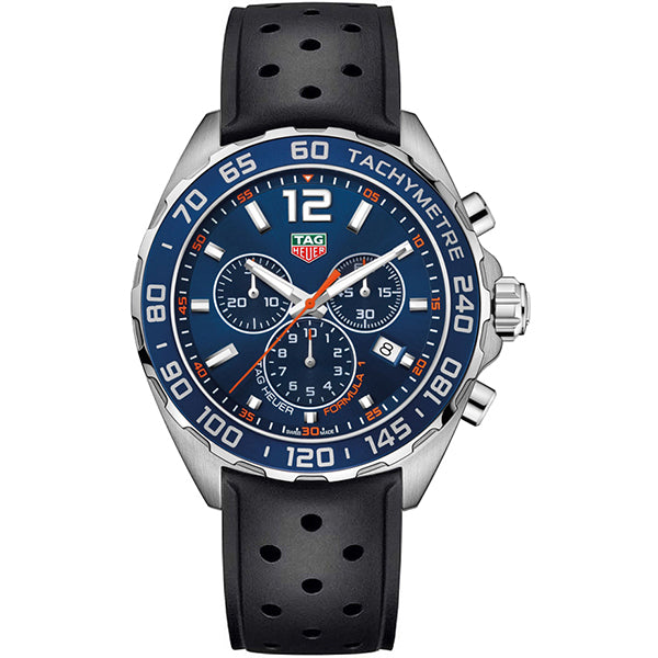 Tag Heuer Formula 1 Black Rubber Strap Blue Dial Chronograph Quartz Watch for Gents - CAZ1014FT8024