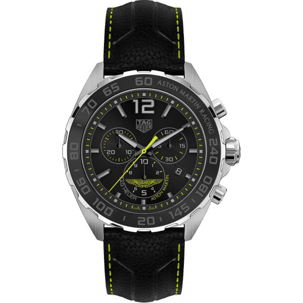 Tag Heuer Formula 1 Black Leather Strap Black Dial Chronograph Quartz Watch for Gents - CAZ101P.FC8245