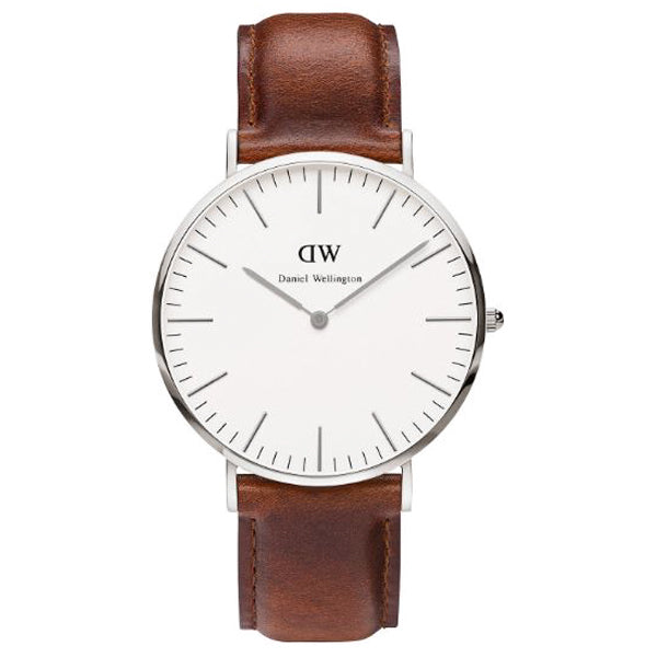 Daniel Wellington Classic St Mawes Brown Leather Strap White Dial Watch for Gents - DW00100021