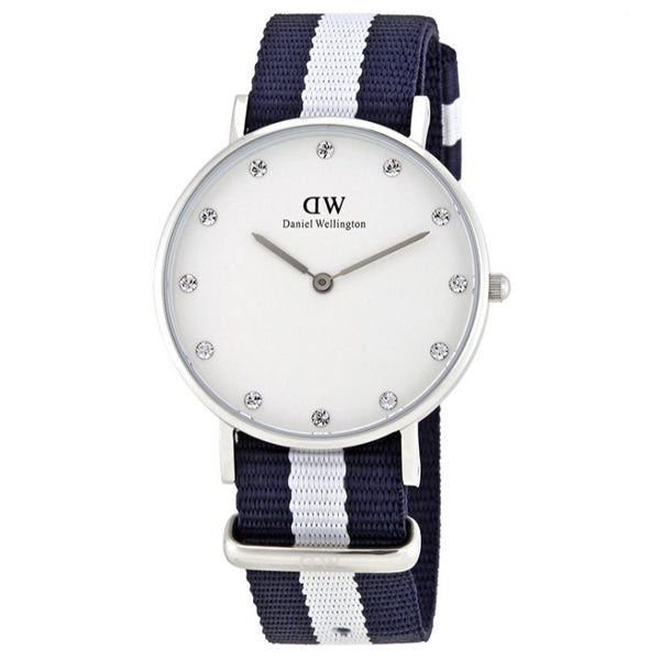 Daniel Wellington Classy Glasgow Two-tone Nylon Strap White Dial Watch for Ladies - DW00100082