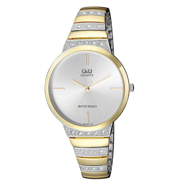 Q&Q Two-Tone Stainless Steel Silver Dial Quartz Watch for Ladies - F553J401