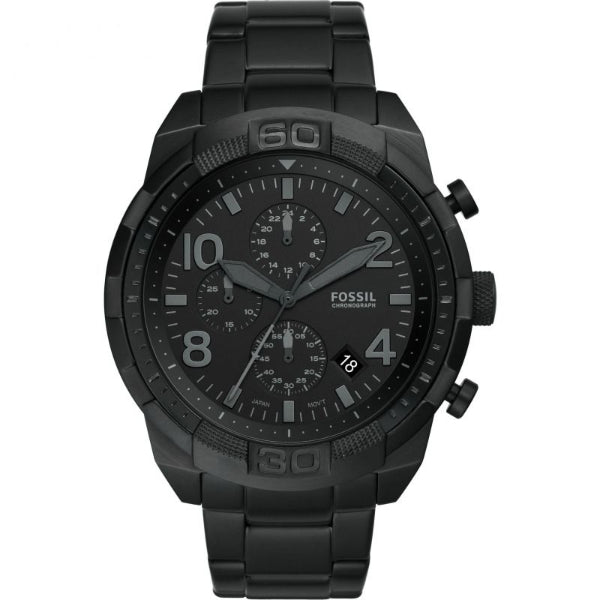 Fossil Bronson Black Stainless Steel Black Dial Chronograph Quartz Watch for Gents - FS5712