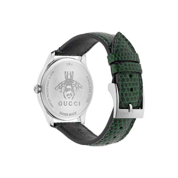 Gucci G-Timeless Green Leather Strap Green Mother of Pearl Dial Quartz Watch for Ladies - GUCCI YA 1264042