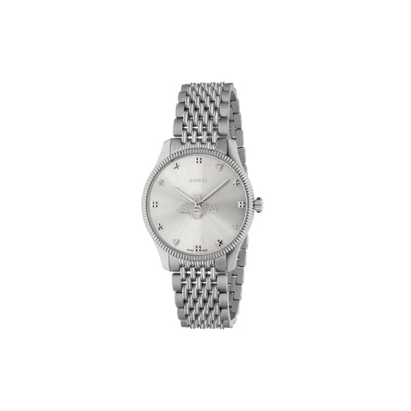 Gucci G-Timeless Silver Stainless Steel Silver Dial Quartz Watch for Ladies - GUCCI YA 1264153