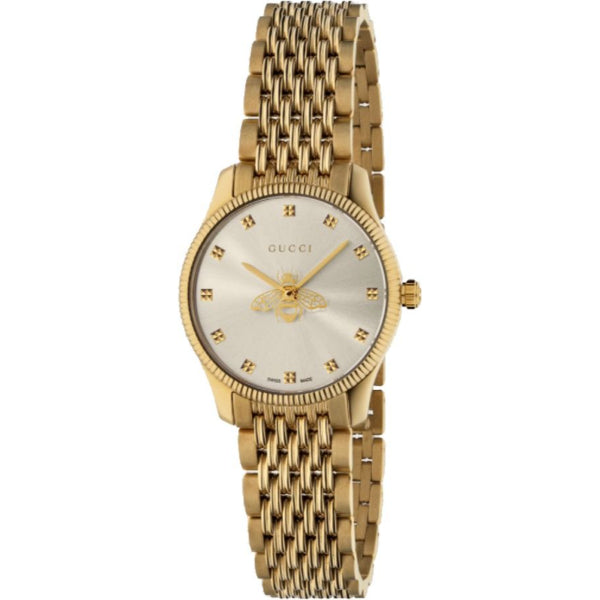 Gucci G-Timeless Gold Stainless Steel Silver Dial Quartz Watch for