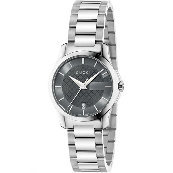 Gucci G-Timeless Silver Stainless Steel Grey Dial Quartz Watch for Ladies- GUCCI YA126522