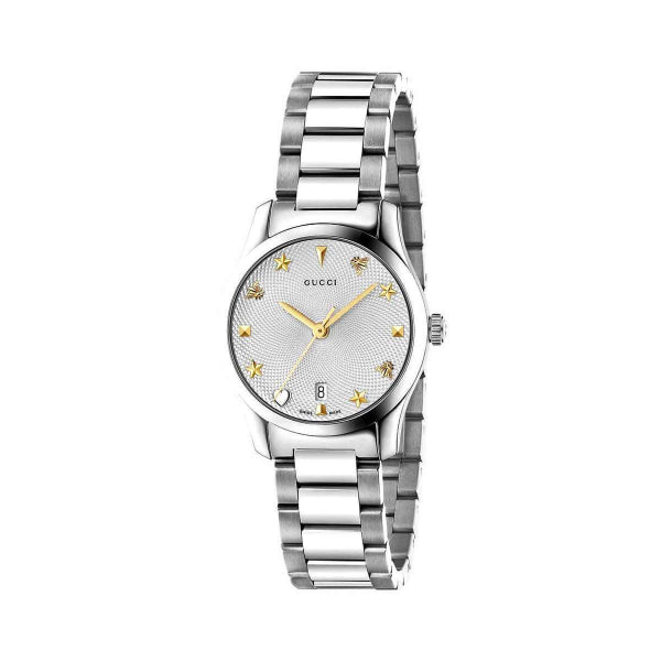 Gucci G-Timeless Silver Stainless Steel Silver Dial Quartz Watch for Ladies - GUCCI YA 126572A