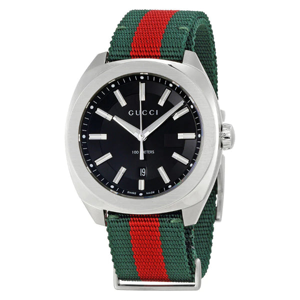 Gucci Green and Red Nato Black Dial Quartz Unisex Watch - YA142305