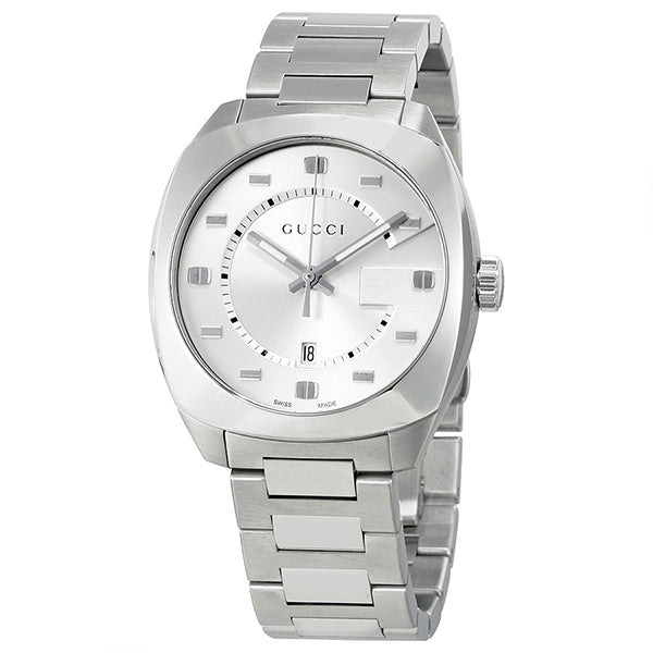 Gucci GG2570 Silver Stainless Steel Silver Dial Quartz Watch for Gents- GUCCI YA142308