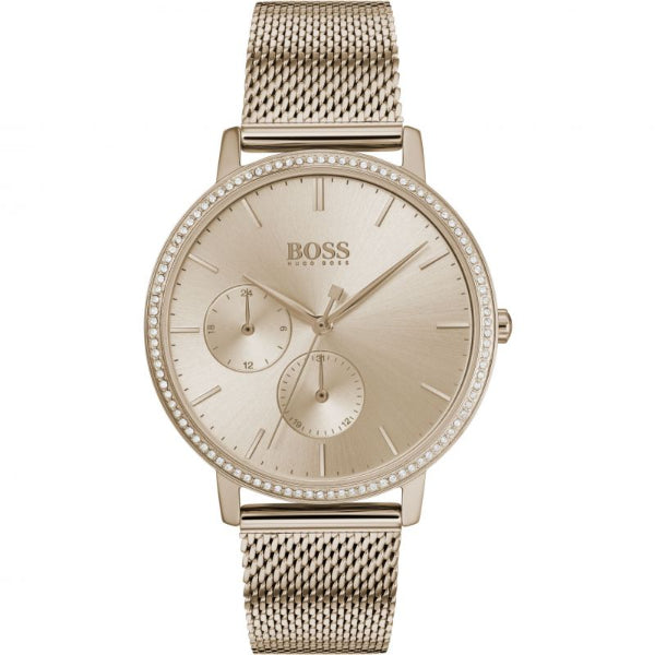 HUGO BOSS Infinity Rose Gold Mesh Bracelet Rose Gold Dial Quartz Watch for Ladies - 1502519